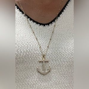 Bella & Jack Reversible Anchor Necklace yellow tone & adjustable length 30”